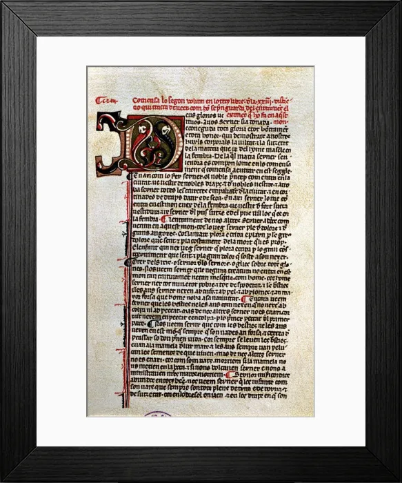 Framed Print : Book of Contemplation on God by Ramon Llull, written in Majorcan and translated Framed Print : Book of Contemplation on God by Ramon Llull, written in Majorcan and translated