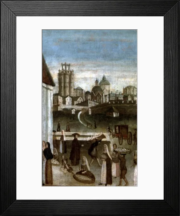 Framed Print : Scene of market and traders, detail El Bornet, oil on canvas Framed Print : Scene of market and traders, detail El Bornet, oil on canvas