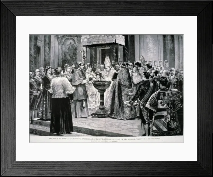 Framed Print : Baptism of King Alfonso XIII verified with the greatest solemnity in the Chapel of Framed Print : Baptism of King Alfonso XIII verified with the greatest solemnity in the Chapel of