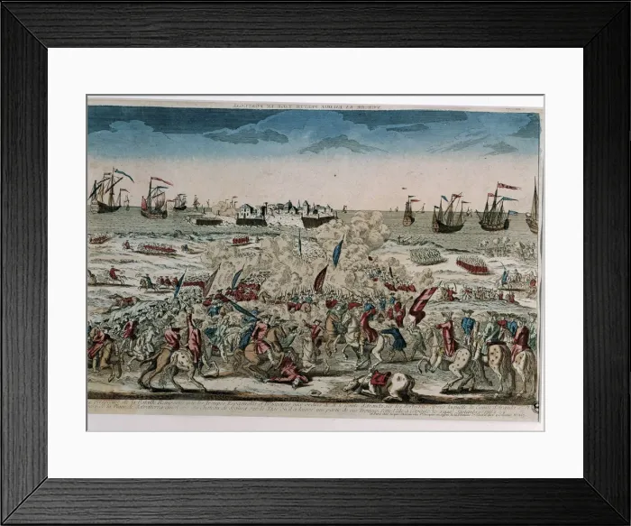 Framed Print : Uprising of Portugal, battle of Remportee, Spanish and French troops commanded by Count of Aranda Framed Print : Uprising of Portugal, battle of Remportee, Spanish and French troops commanded by Count of Aranda
