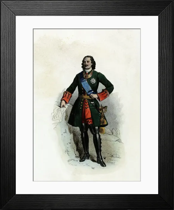 Framed Print : Peter I the Great (1672-1725). Tsar of Russia, engraving, 1870 Framed Print : Peter I the Great (1672-1725). Tsar of Russia, engraving, 1870