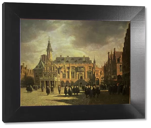 View of City Hall in Market Square of Haarlem, oil, 1671