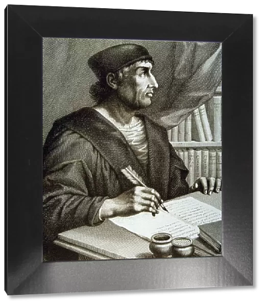 Antonio de Nebrija (1444-1522), Spanish humanist and grammarian, engraving in the