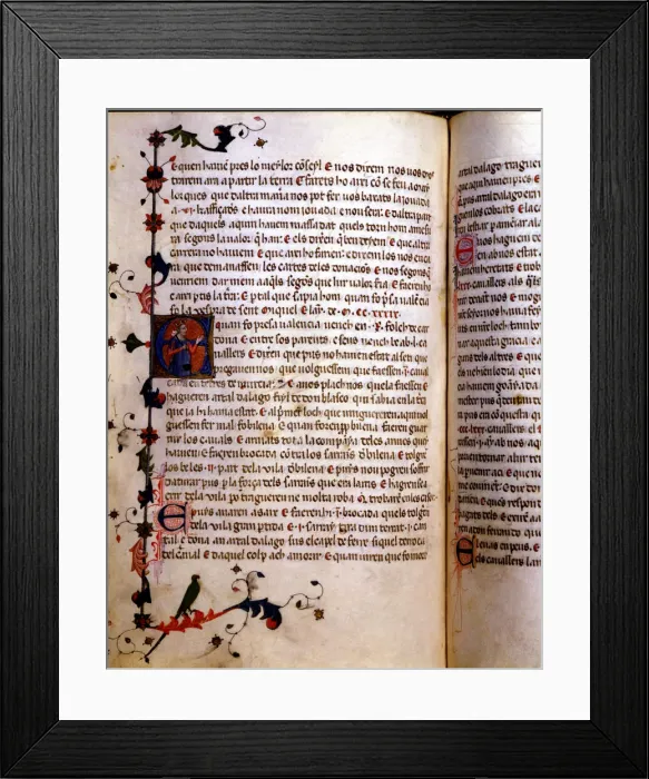 Framed Print : Illuminated page of the Chronicle of James I or Llibre dels feyts del Rey en Jacme Framed Print : Illuminated page of the Chronicle of James I or Llibre dels feyts del Rey en Jacme