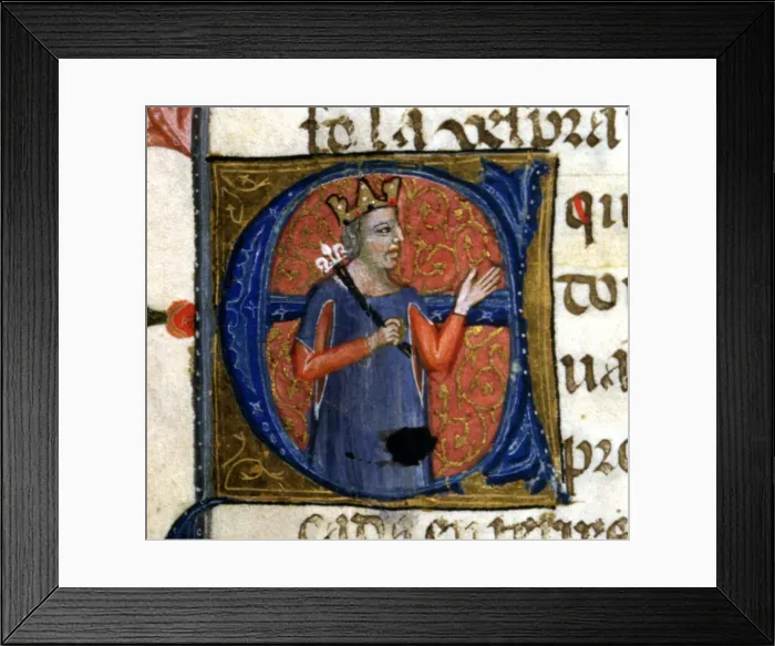 Framed Print : An illuminated initial in a page of the Chronicle of James I or Llibre dels feyts Framed Print : An illuminated initial in a page of the Chronicle of James I or Llibre dels feyts