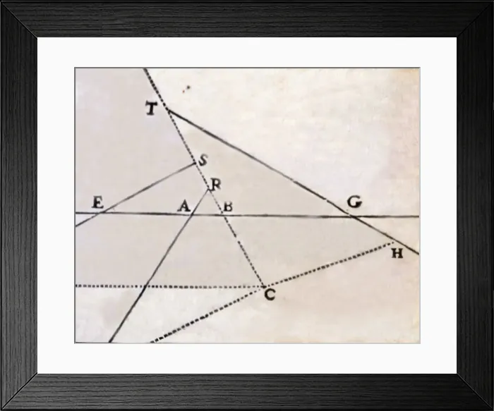 Framed Print : Drawing lines representing the intersection of lines, in the work Geometry by Descartes Framed Print : Drawing lines representing the intersection of lines, in the work Geometry by Descartes