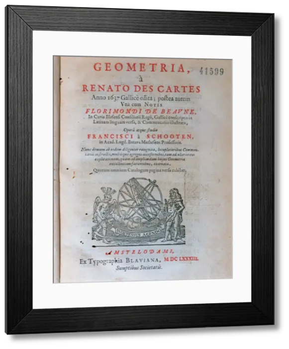 Framed Print : Cover of Geometry by Descartes, Volume I, 1683 edition Framed Print : Cover of Geometry by Descartes, Volume I, 1683 edition
