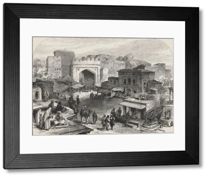 Framed Print : British-Afghan war, scenes in the city of Kabul. Afghanistan entrance gate and market bazaars Framed Print : British-Afghan war, scenes in the city of Kabul. Afghanistan entrance gate and market bazaars