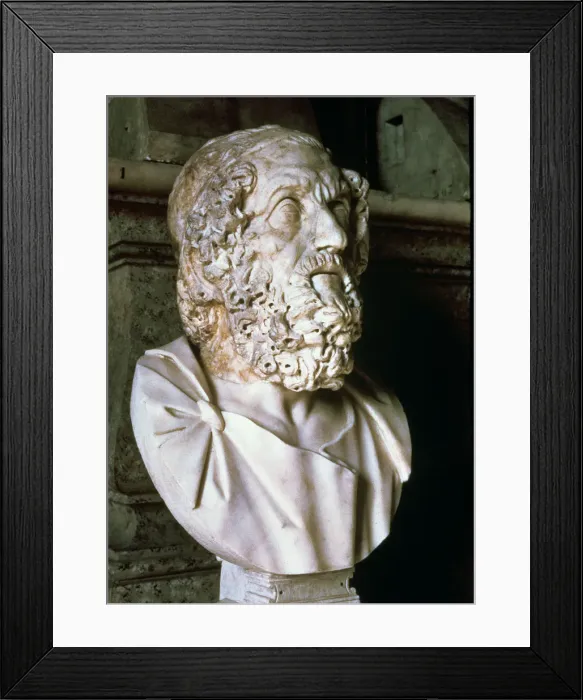 Framed Print : Homer (c. 850 a. C. ), Greek epic poet, bust, Roman copy Framed Print : Homer (c. 850 a. C. ), Greek epic poet, bust, Roman copy
