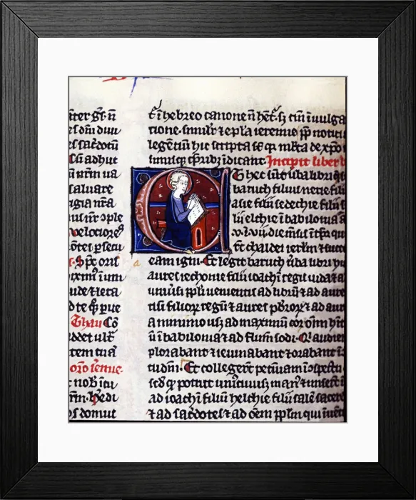 Framed Print : Book of Ruth, initial letter with miniature of a prophet, it comes from the Convent Framed Print : Book of Ruth, initial letter with miniature of a prophet, it comes from the Convent