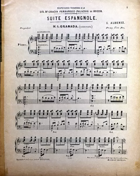 Page of the score Spanish Suite nº. 1 Granada by Isaac Albeniz