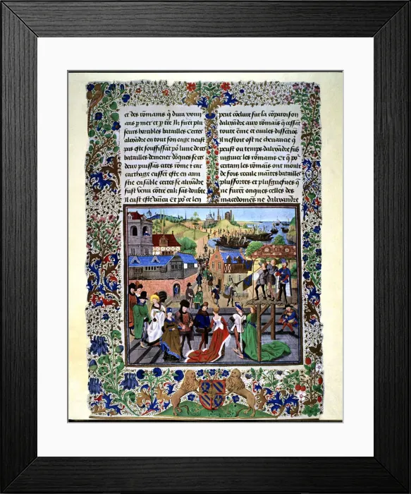 Framed Print : Party in Taranto, miniature by Loyset Lyedet en the work Histoires Romaines by Jean Mansel Framed Print : Party in Taranto, miniature by Loyset Lyedet en the work Histoires Romaines by Jean Mansel