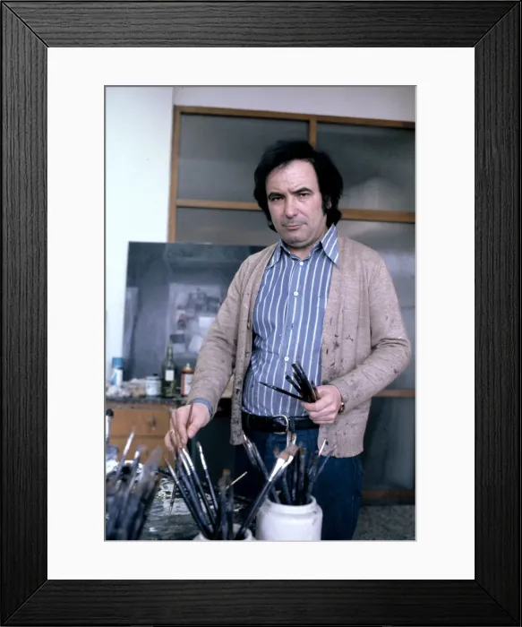 Framed Print : Cristobal Toral (1940 -) Spanish Painter in his study in Madrid, photo of 1987