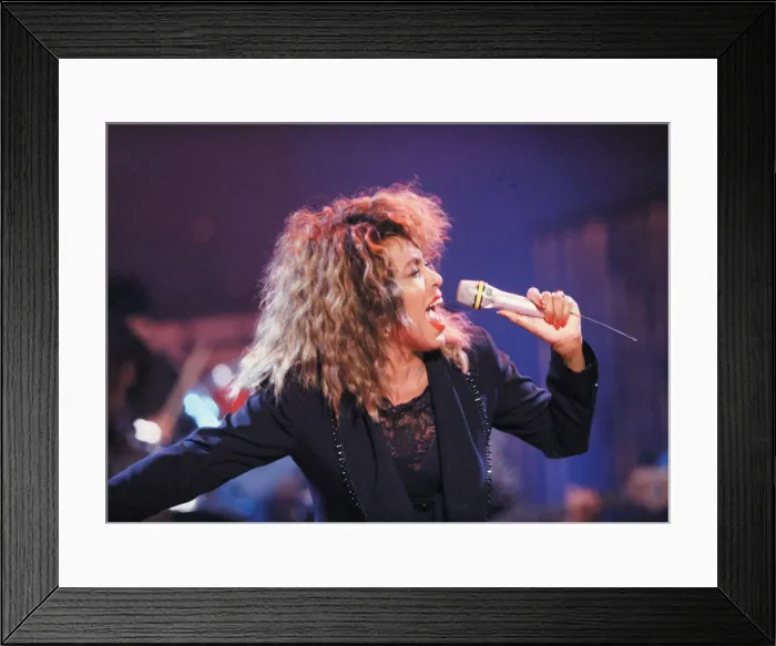 Framed Print : Tina Turner, American singer, photo in a performance in Madrid in 1990 Framed Print : Tina Turner, American singer, photo in a performance in Madrid in 1990