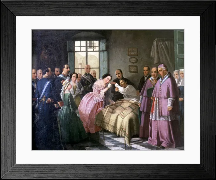 Framed Print : Elizabeth II (1830 - 1904), Queen of Spain born in Madrid, The Queen visiting a hospital Framed Print : Elizabeth II (1830 - 1904), Queen of Spain born in Madrid, The Queen visiting a hospital