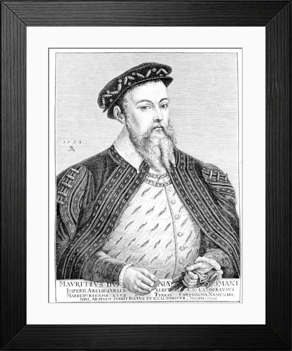 Framed Print : Maurice of Sajonias (1521-1553), Duke and Elector of Saxony (1547-1553) engraving Framed Print : Maurice of Sajonias (1521-1553), Duke and Elector of Saxony (1547-1553) engraving