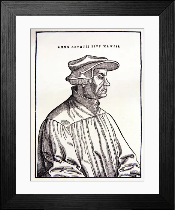 Framed Print : Verico Zwingli (1484-1531), Swiss humanist and reformer in an engraving of the age Framed Print : Verico Zwingli (1484-1531), Swiss humanist and reformer in an engraving of the age