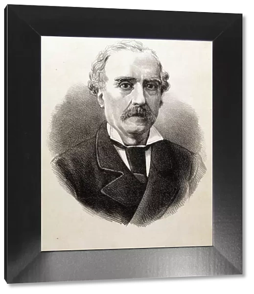 Antonio de Bofarull i Broca (1821-1892), Catalan writer, engraving of 1876