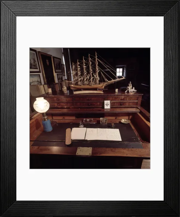 Framed Print : Workbench of D. Pio Baroja (1872-1956), Spanish novelist, preserved as he left before Framed Print : Workbench of D. Pio Baroja (1872-1956), Spanish novelist, preserved as he left before
