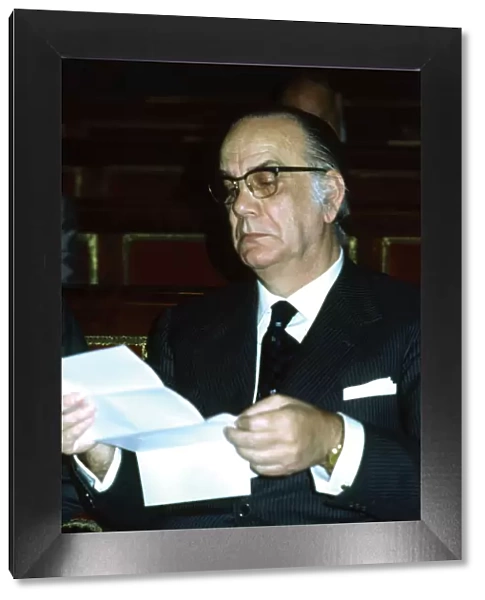 Camilo Jose Cela (1916-2002), Spanish writer, photo on his seat Senate 1976