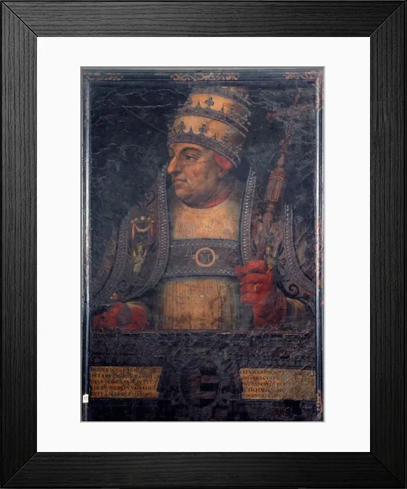 Framed Print : Alejandro Borgia, Alejandro VI (1431-1503). Pope (1492-1503). Oil painting on guadamacil Framed Print : Alejandro Borgia, Alejandro VI (1431-1503). Pope (1492-1503). Oil painting on guadamacil