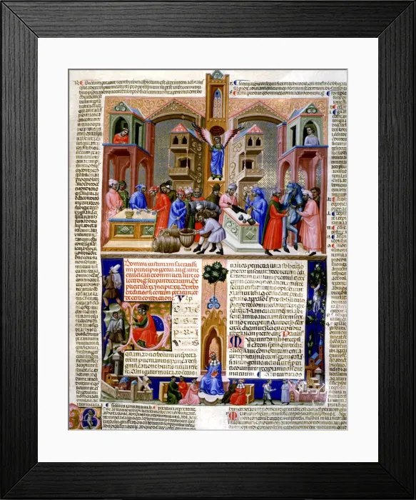 Framed Print : Market of the merchants, Miniature in the Codice Justiniano Institutiones Feodorum et Alia Framed Print : Market of the merchants, Miniature in the Codice Justiniano Institutiones Feodorum et Alia
