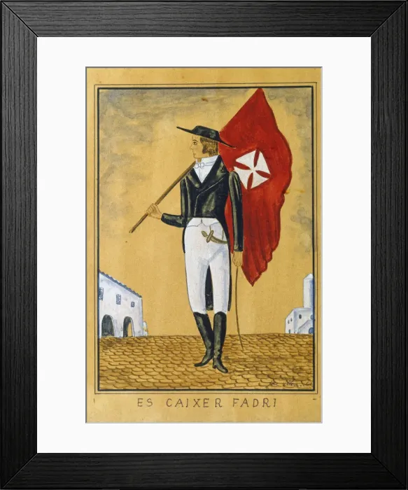 Framed Print : Es Caixer Fadri, colored engraving, character of the feasts of St. John in Ciutadella Framed Print : Es Caixer Fadri, colored engraving, character of the feasts of St. John in Ciutadella