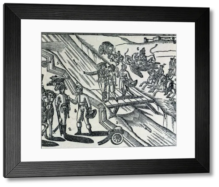 Framed Print : Ferdinand VII, King of Spain. (1784 - 1833), crossing the river Fluvia between French Framed Print : Ferdinand VII, King of Spain. (1784 - 1833), crossing the river Fluvia between French