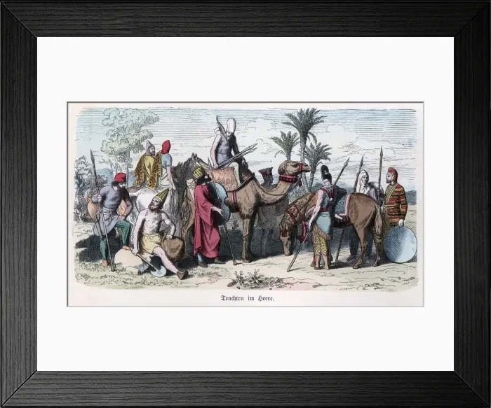 Framed Print : Ancient History. Persia. Soldiers of the Persian army. German engraving, 1865 Framed Print : Ancient History. Persia. Soldiers of the Persian army. German engraving, 1865