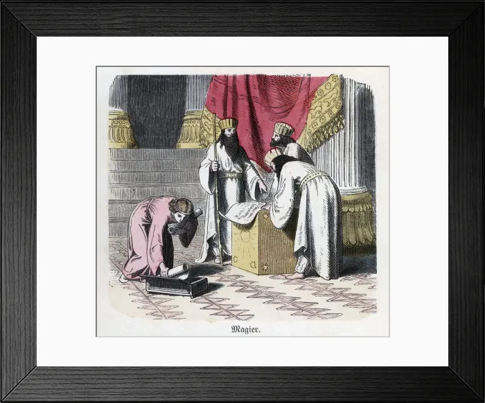 Framed Print : Ancient History. Persia. Persian doctors and magi. German engraving, 1865 Framed Print : Ancient History. Persia. Persian doctors and magi. German engraving, 1865