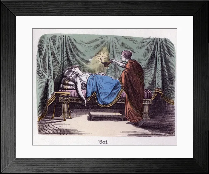 Framed Print : Ancient History. Greece. Greek bedroom. German engraving, 1865 Framed Print : Ancient History. Greece. Greek bedroom. German engraving, 1865