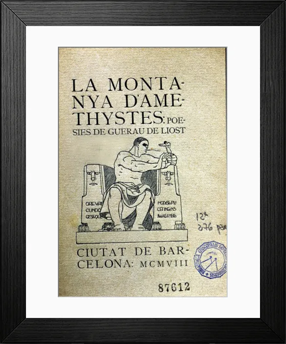 Framed Print : Cover of the book La muntanya d amethystes (The amethysts mountain) by Jaume Bofill i Mates Framed Print : Cover of the book La muntanya d amethystes (The amethysts mountain) by Jaume Bofill i Mates