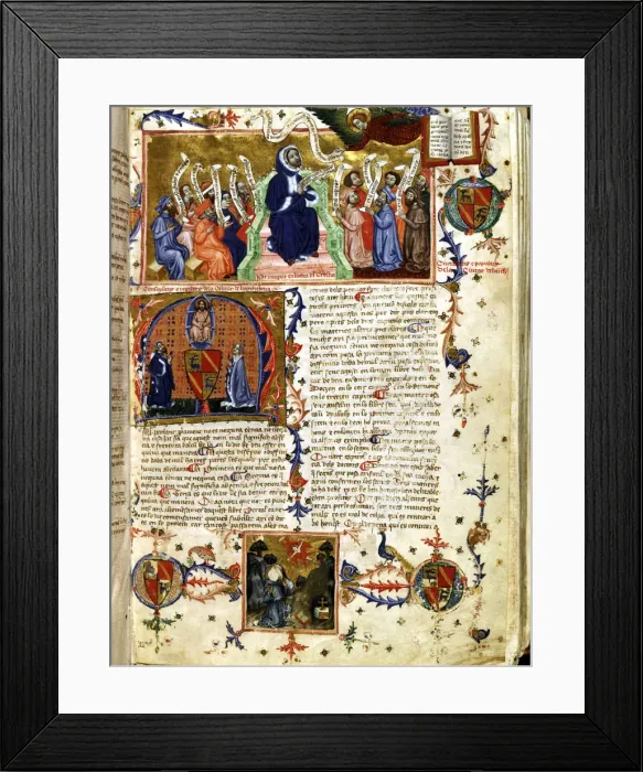 Framed Print : Page of Lo Crestia by Francisco de Eiximenis, religious writing in Catalan from 14th century Framed Print : Page of Lo Crestia by Francisco de Eiximenis, religious writing in Catalan from 14th century