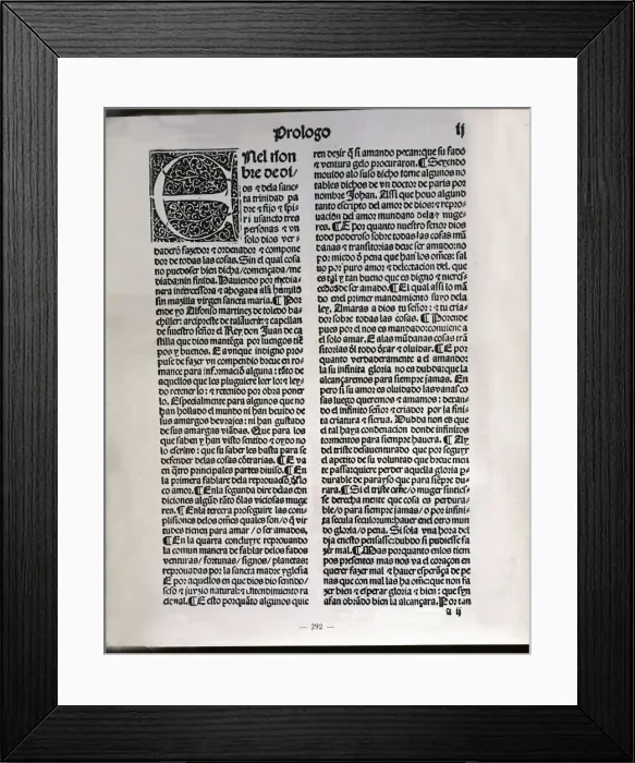 Framed Print : The corbacho (Facsimile), preface to the printed work in Seville, 1498, work by Framed Print : The corbacho (Facsimile), preface to the printed work in Seville, 1498, work by