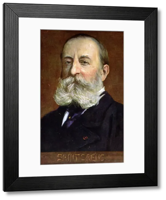 Framed Print : Camille Saint-Saens (1835-1921), French composer, engraved postcard of his age Framed Print : Camille Saint-Saens (1835-1921), French composer, engraved postcard of his age