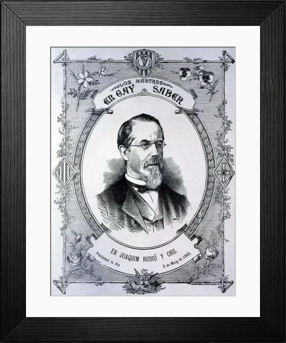 Framed Print : Joaquim Rubio i Ors (1818-1899), Catalan writer and professor proclaimed Mestre in Framed Print : Joaquim Rubio i Ors (1818-1899), Catalan writer and professor proclaimed Mestre in