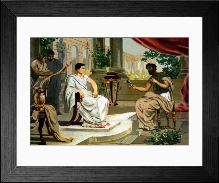 Framed Print : Pliny the Old. (23-79), Latin erudite and writer, in audience with the emperor Vespasian