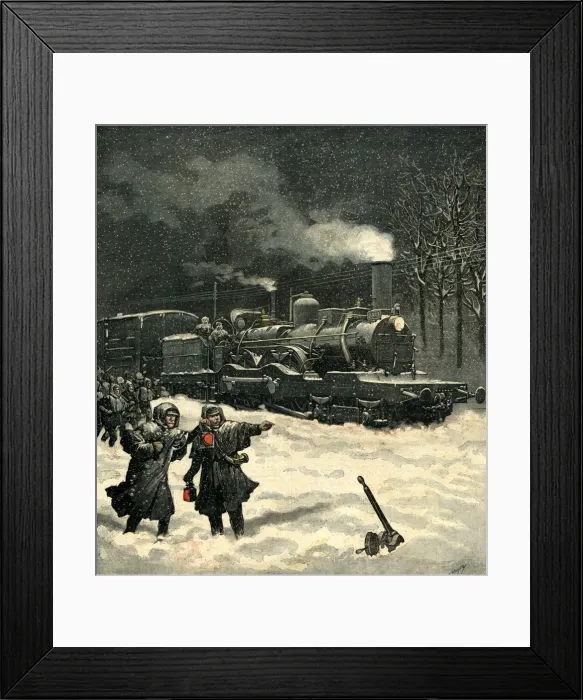 Framed Print : Train stopped by snow near Lison, France, engraving in the Petit Journal of March 5, 1892 Framed Print : Train stopped by snow near Lison, France, engraving in the Petit Journal of March 5, 1892