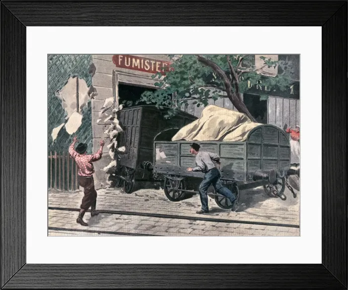 Framed Print : Derailment of train cars, embedded against a house in Jouy en Josas, near Versailles Framed Print : Derailment of train cars, embedded against a house in Jouy en Josas, near Versailles