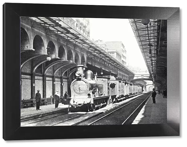 Train parked at the Paseo de Gracia stop in Barcelona, ??1910
