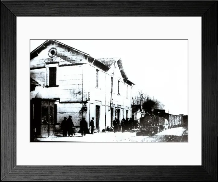 Framed Print : Amer station, the narrow track railway line from Olot to Girona, 1910 Framed Print : Amer station, the narrow track railway line from Olot to Girona, 1910