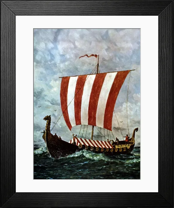 Framed Print : Viking ship, pictorial reconstruction Framed Print : Viking ship, pictorial reconstruction