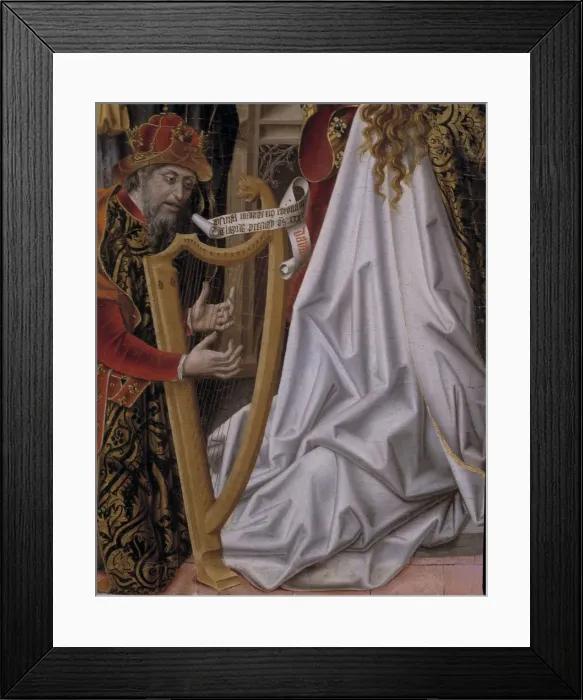 Framed Print : Detail of a musician playing the harp, from the painting Coronation of the Virgin Framed Print : Detail of a musician playing the harp, from the painting Coronation of the Virgin