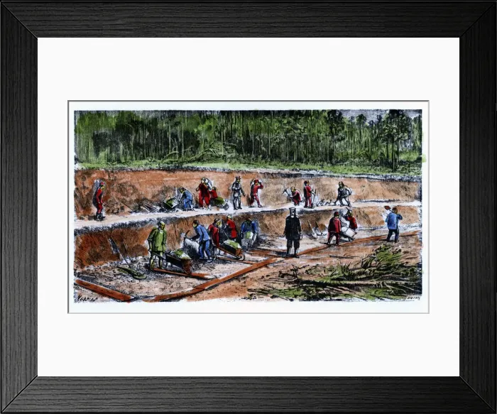 Framed Print : Disassembling works by Chinese workers during the construction of the Trans-Siberian Railway Framed Print : Disassembling works by Chinese workers during the construction of the Trans-Siberian Railway