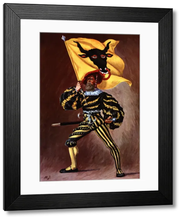 Framed Print : Flag bearer from the canton of Uri, c. 1510 Framed Print : Flag bearer from the canton of Uri, c. 1510