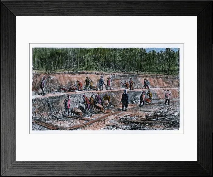 Framed Print : Disassembling works by Chinese workers during the construction of the Trans-Siberian Railway Framed Print : Disassembling works by Chinese workers during the construction of the Trans-Siberian Railway