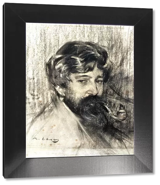 Portrait of Santiago Rusinol (1861 - 1931), Catalan painter and writer, charcoal