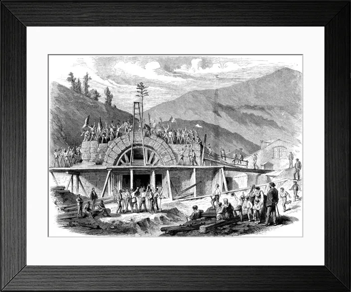 Framed Print : The opening of the Alps, placing the last stone in the Mont - Genis entrance Framed Print : The opening of the Alps, placing the last stone in the Mont - Genis entrance