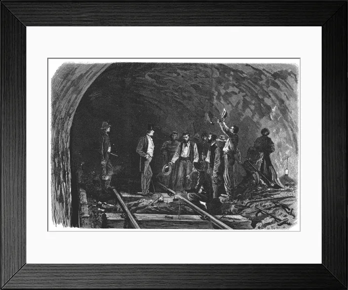 Framed Print : Opening of the Alps, Mont - Cenis tunnel between France and Italy, union between the tunnels Framed Print : Opening of the Alps, Mont - Cenis tunnel between France and Italy, union between the tunnels