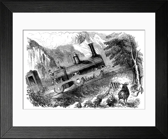 Framed Print : Machine locomotive with a snail, invented by engineer Grassi, to climb steep slopes Framed Print : Machine locomotive with a snail, invented by engineer Grassi, to climb steep slopes